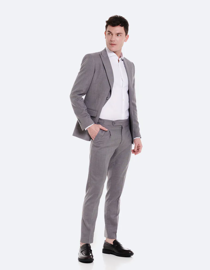 PANTALON TRAJE ENTRAMADO GRIS