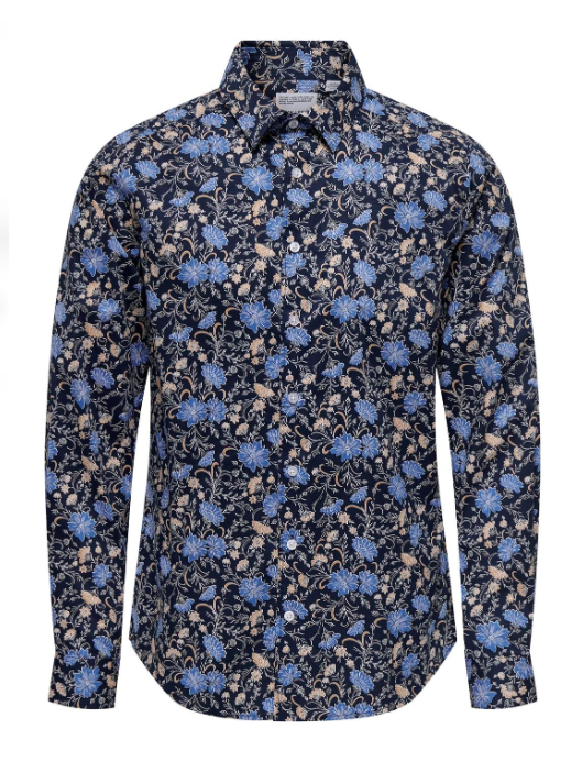 CAMISA AZUL ESTAMPADA