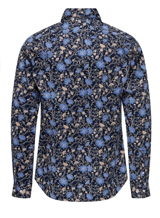 CAMISA AZUL ESTAMPADA