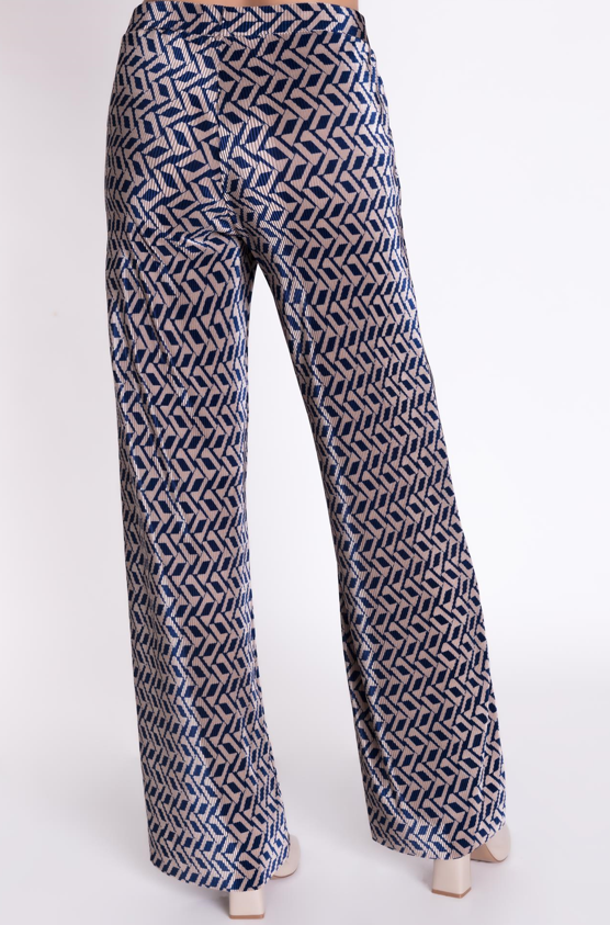 PANTALON AZUL Y PLATA PLIEGUES